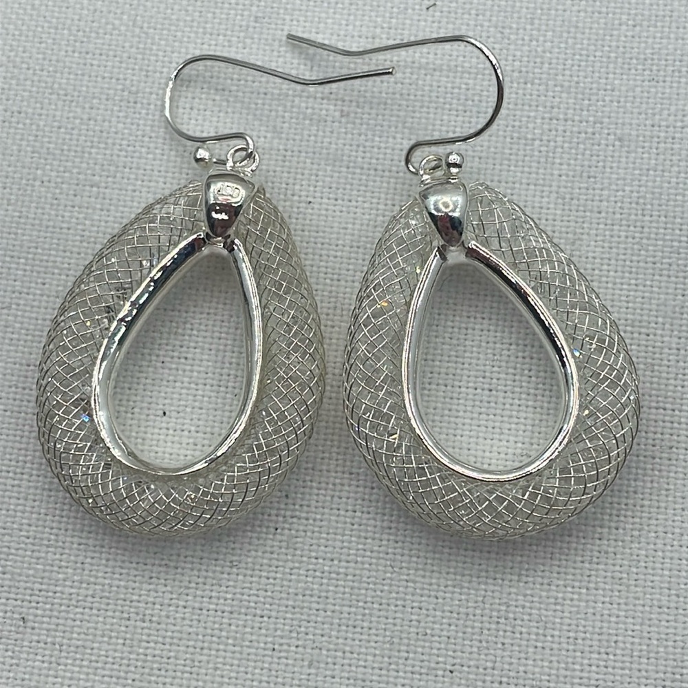 Amrita Singh Crystal Mesh Teardrop Earrings, Silver
